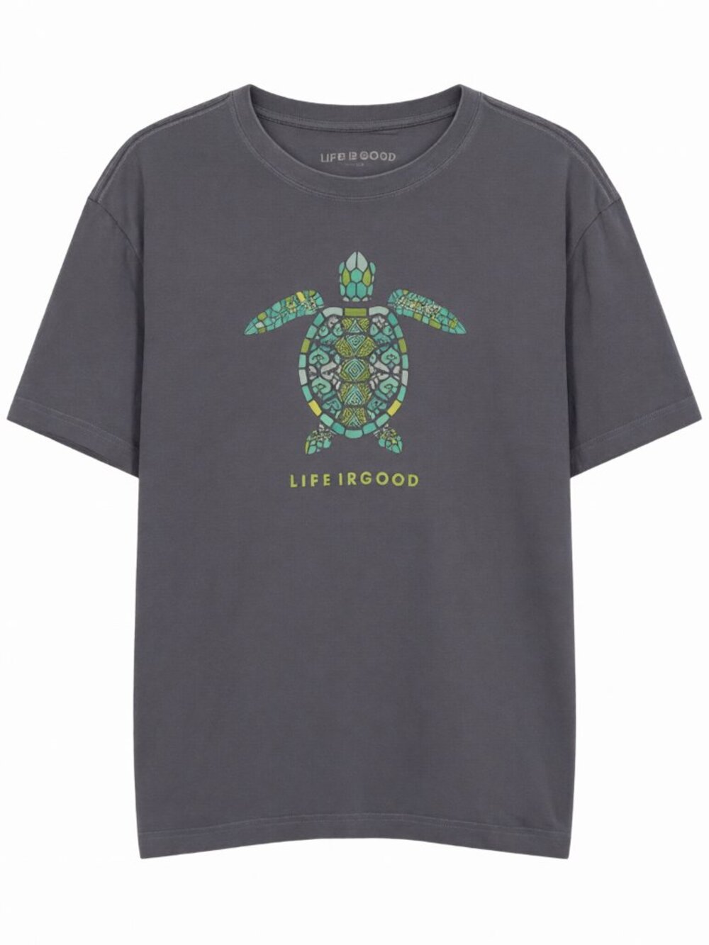 Life is Good Turtle Tee L Gray